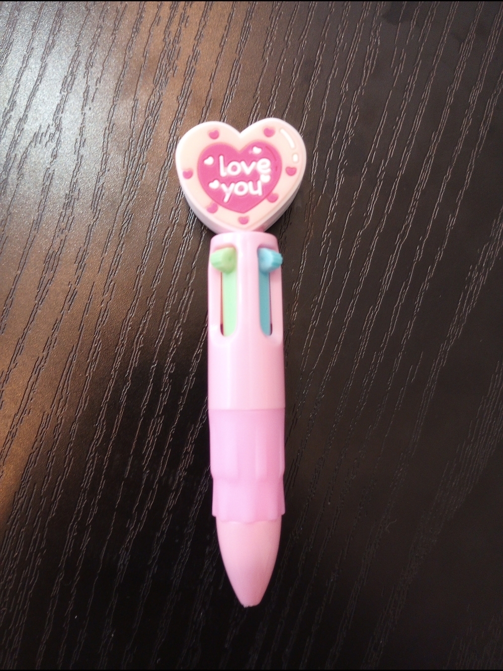 Ballpoint Pink Multi-Color Heart "Love You" Pen